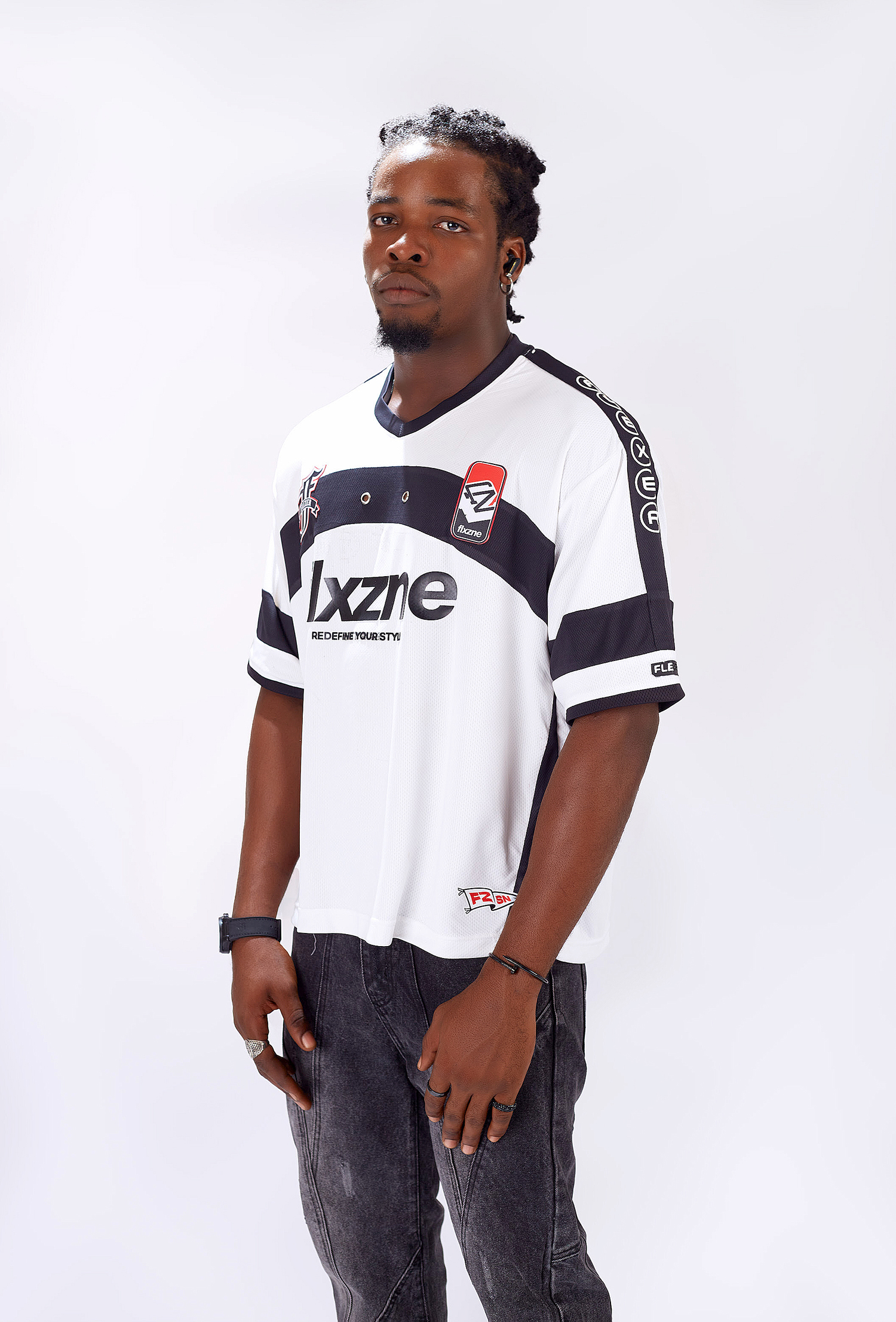 Flexer Merch® White & Black Oversized Jersey - Image 6